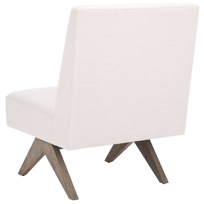 Safavieh Oliviadella Wood and Fabric Accent Chair in Cream / White