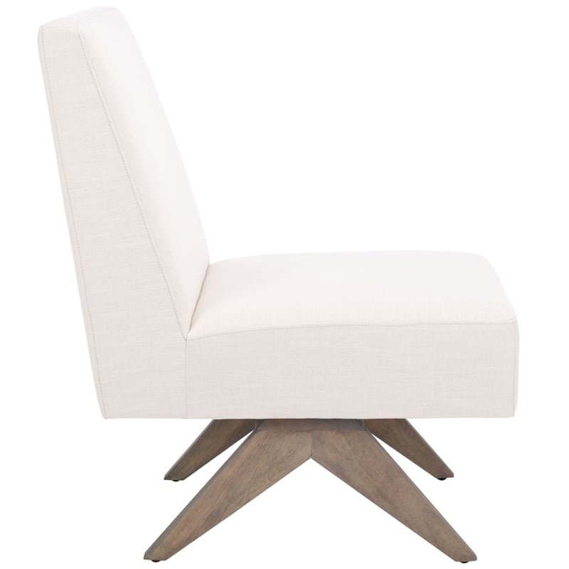 Safavieh Oliviadella Wood and Fabric Accent Chair in Cream / White