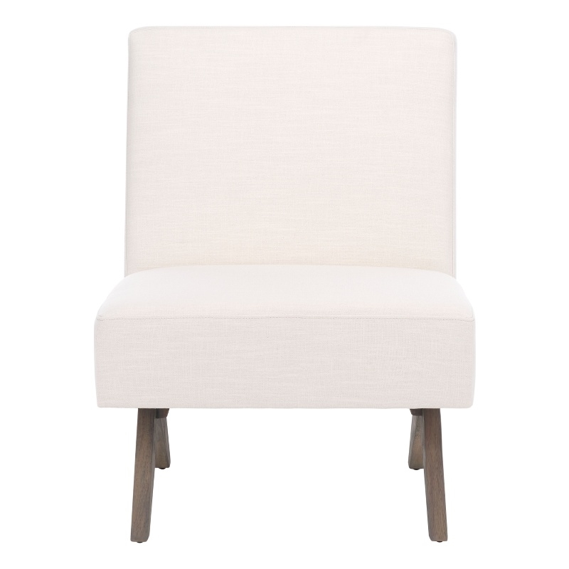 Safavieh Oliviadella Wood and Fabric Accent Chair in Cream / White