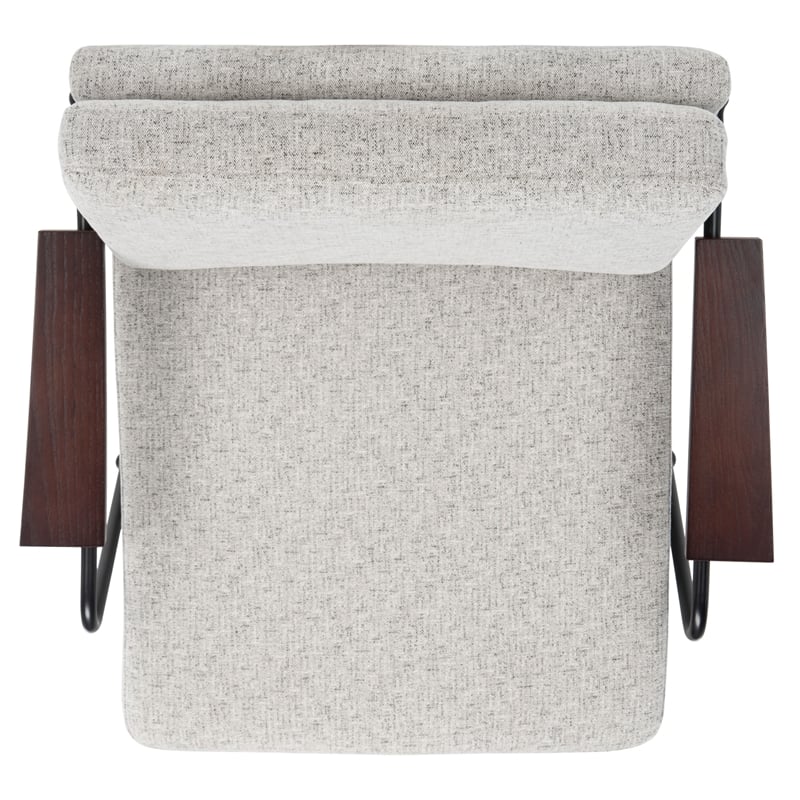 Safavieh Lohan Wood and Fabric Arm Chair in Light Gray / Gold