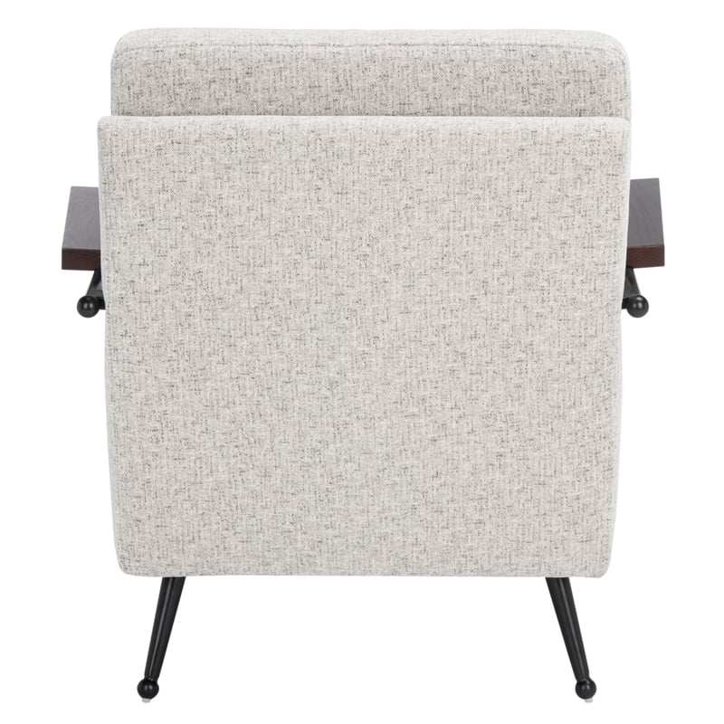 Safavieh Lohan Wood and Fabric Arm Chair in Light Gray / Gold