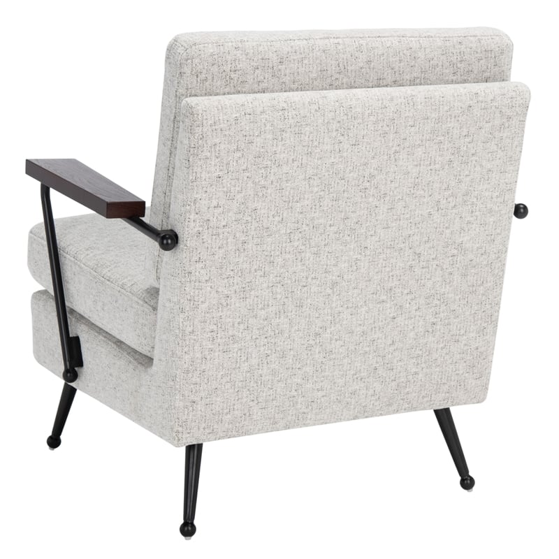 Safavieh Lohan Wood and Fabric Arm Chair in Light Gray / Gold