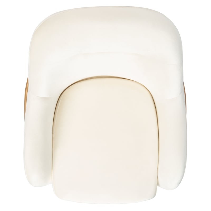 Safavieh Eleazer Velvet and Wood Accent Chair in Cream / Gold