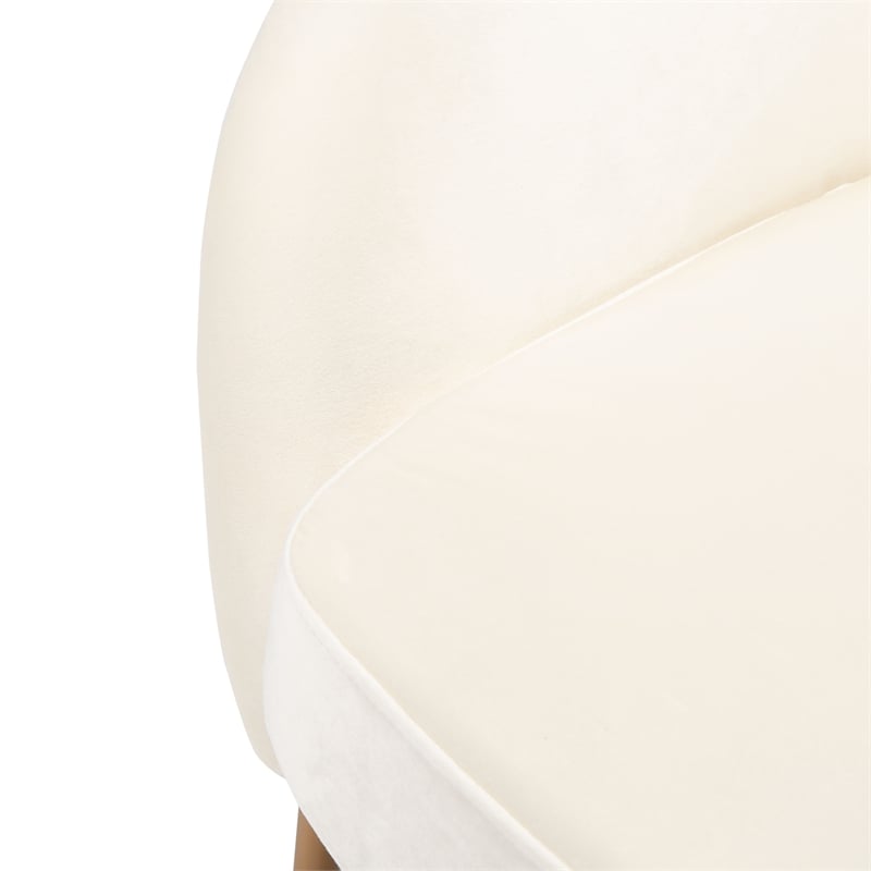 Safavieh Eleazer Velvet and Wood Accent Chair in Cream / Gold