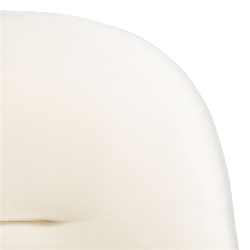 Safavieh Eleazer Velvet and Wood Accent Chair in Cream / Gold