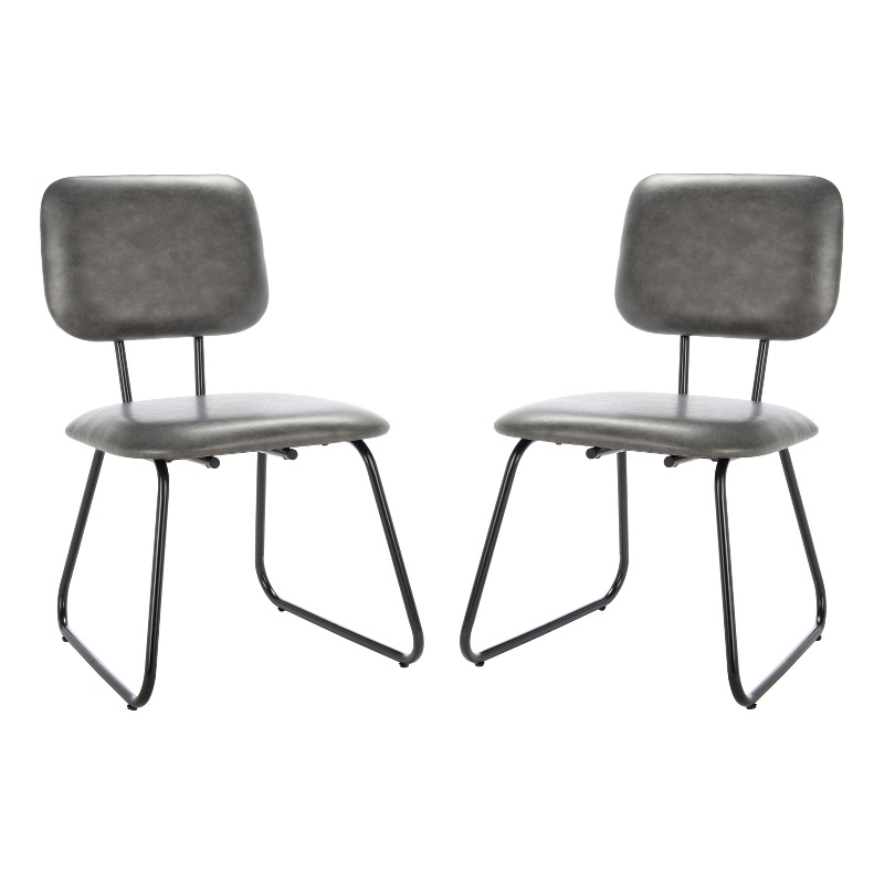 Safavieh Chavelle Metal and Wood Side Chair in Gray / Black