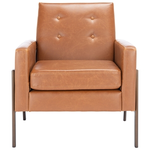 Safavieh Roald Metal and Wood Sofa Accent Chair in Light Brown / Coffee