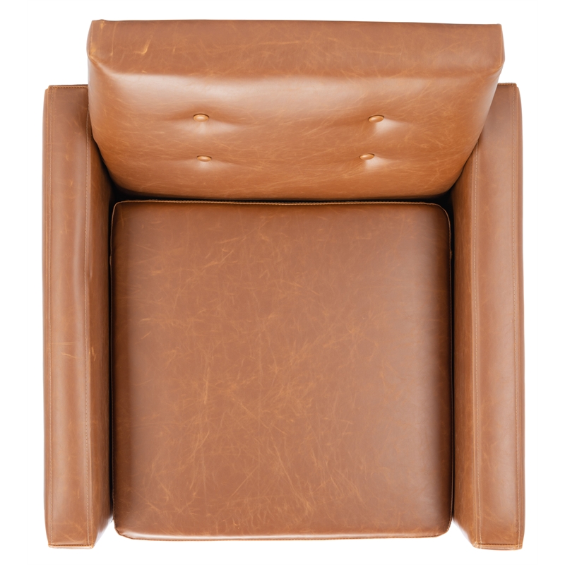 Safavieh Roald Metal and Wood Sofa Accent Chair in Light Brown / Coffee