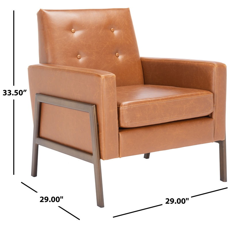 Safavieh Roald Metal and Wood Sofa Accent Chair in Light Brown / Coffee