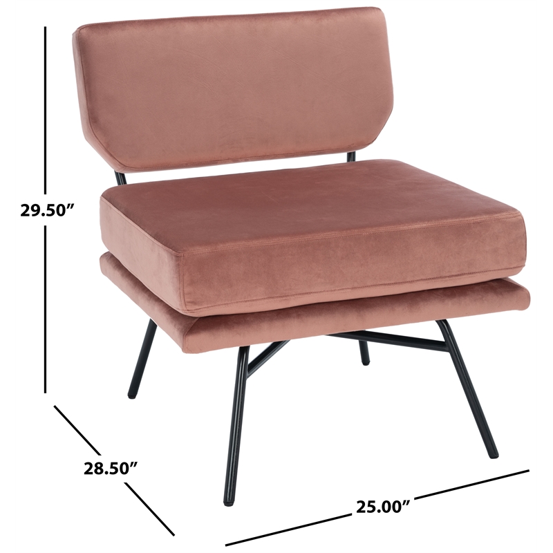 Safavieh Kermit Wood and Velvet Accent Chair in Dusty Rose / Black