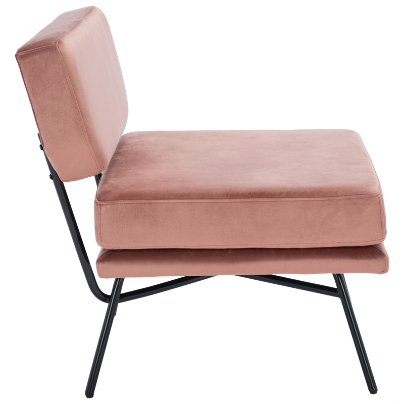 Safavieh Kermit Wood and Velvet Accent Chair in Dusty Rose / Black