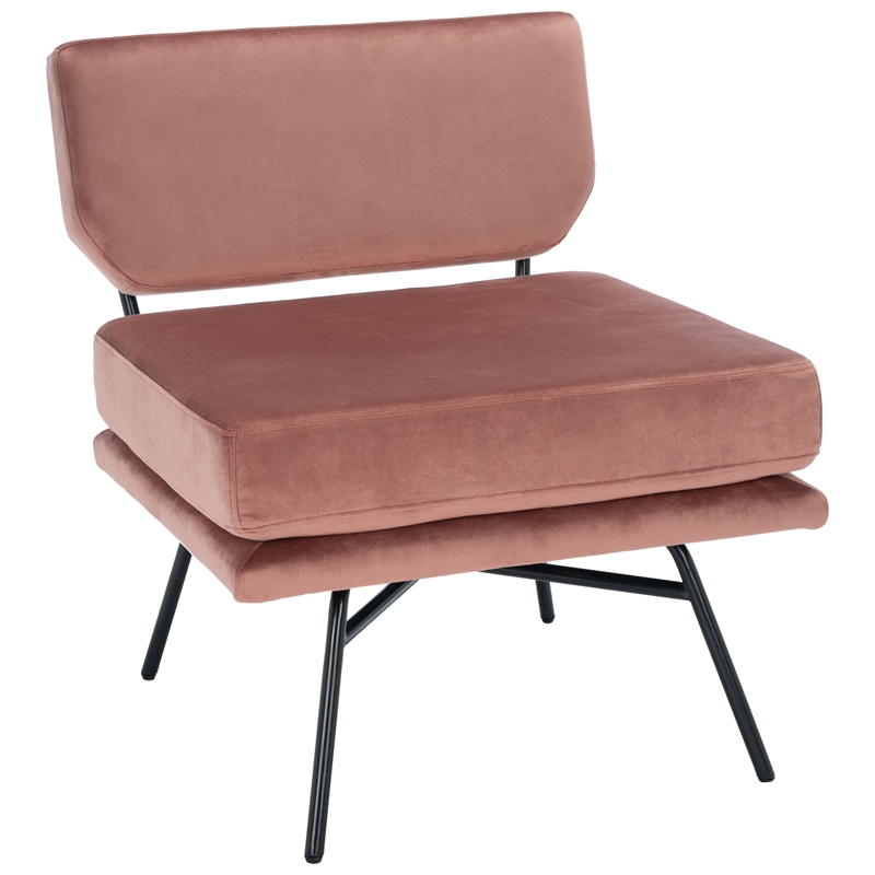 Safavieh Kermit Wood and Velvet Accent Chair in Dusty Rose / Black