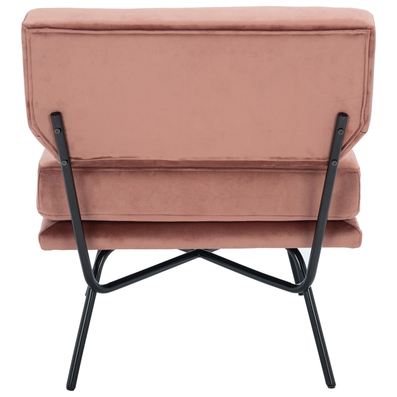 Safavieh Kermit Wood and Velvet Accent Chair in Dusty Rose / Black