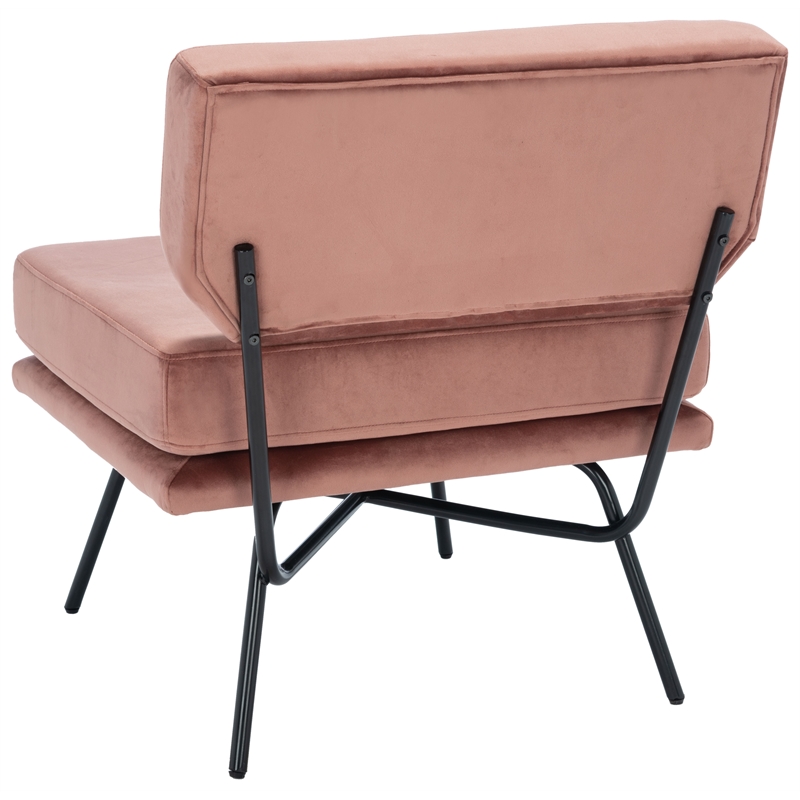 Safavieh Kermit Wood and Velvet Accent Chair in Dusty Rose / Black