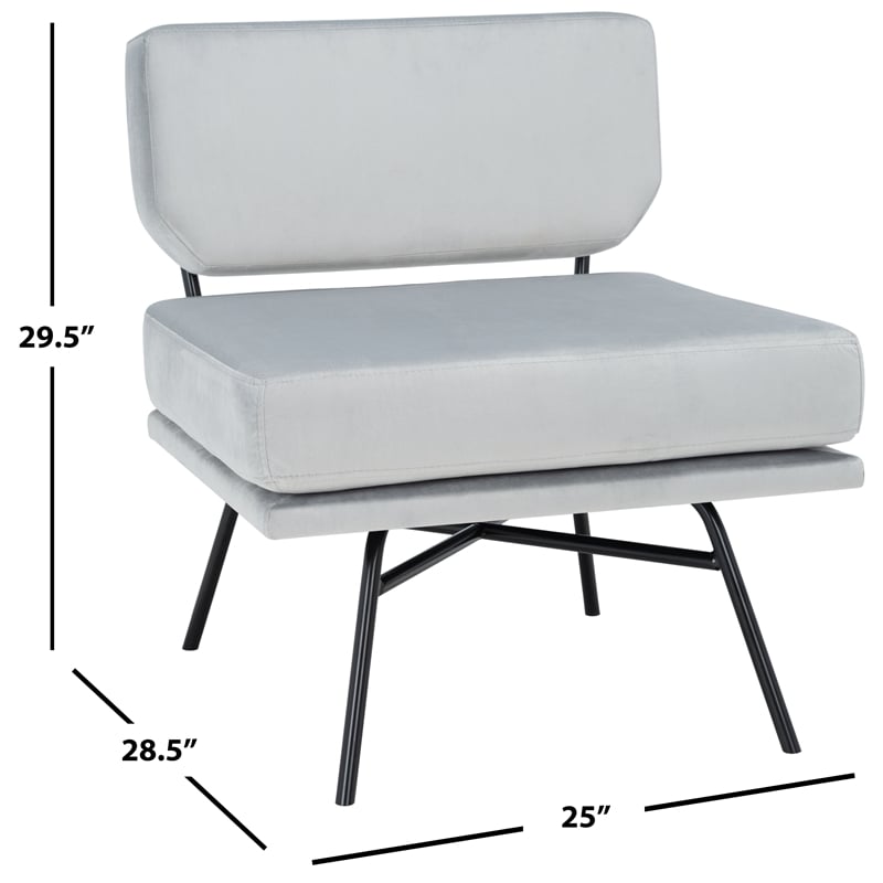 Safavieh Kermit Wood and Velvet Accent Chair in Gray / Black