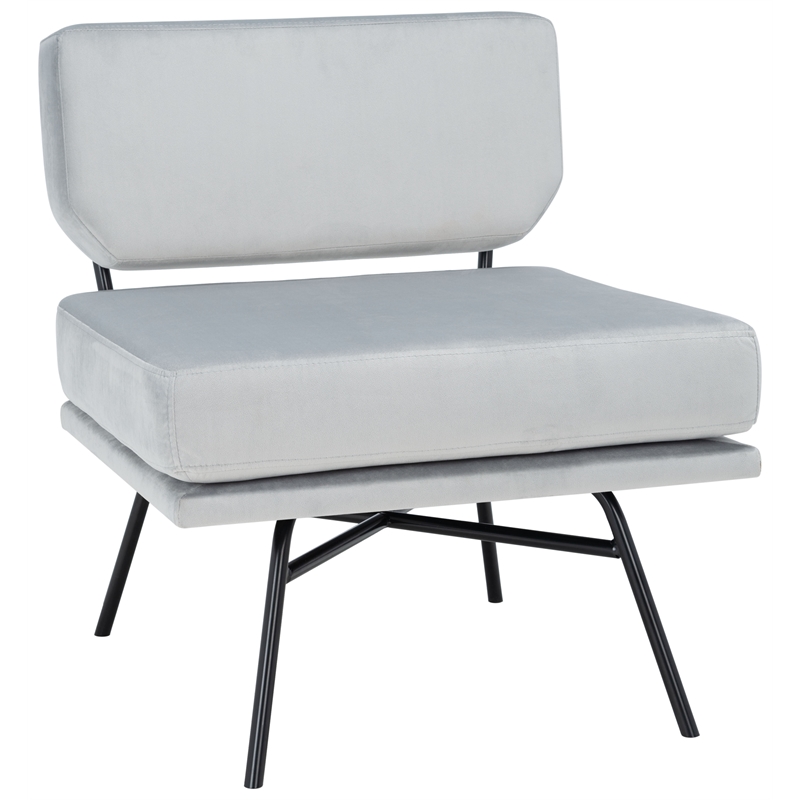 Safavieh Kermit Wood and Velvet Accent Chair in Gray / Black