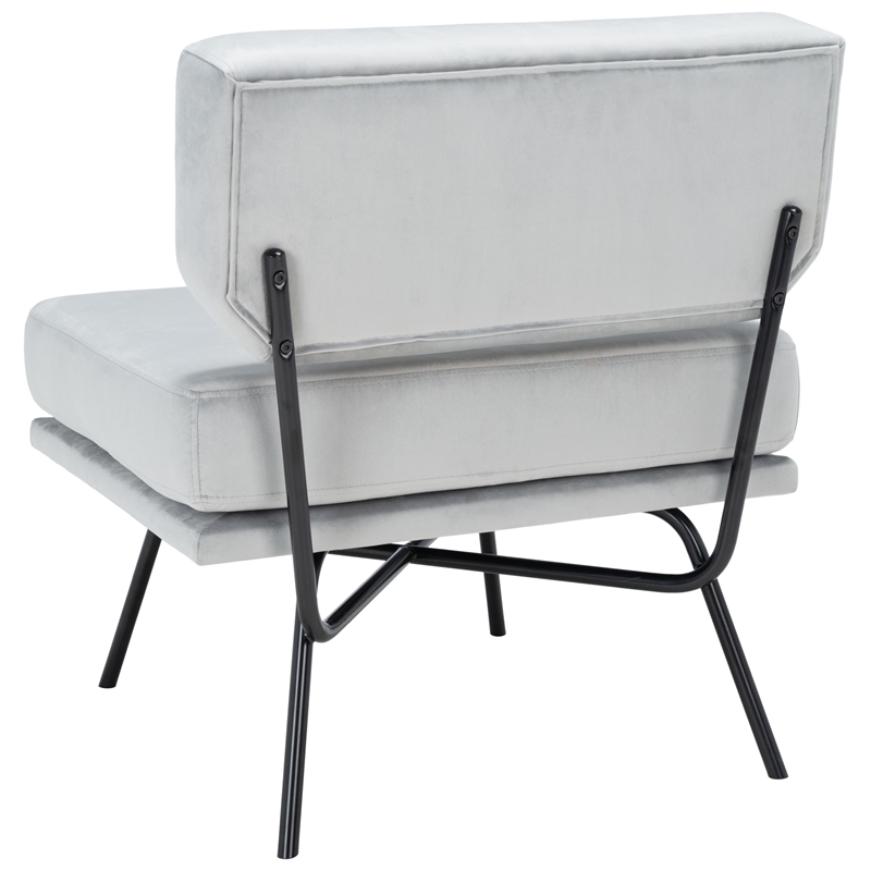 Safavieh Kermit Wood and Velvet Accent Chair in Gray / Black