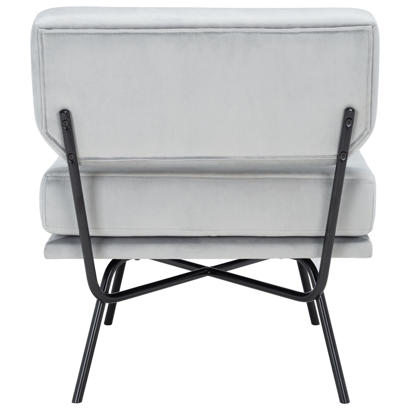 Safavieh Kermit Wood and Velvet Accent Chair in Gray / Black