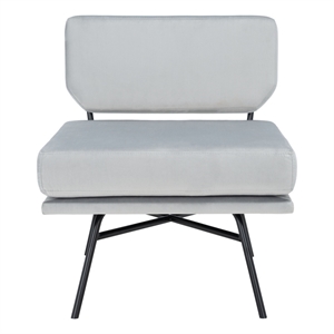 Safavieh Kermit Wood and Velvet Accent Chair in Gray / Black