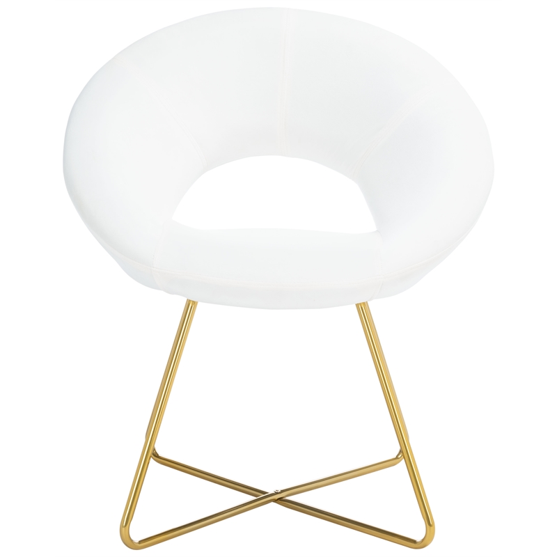 Safavieh Aliena Wood and Velvet Accent Chair in Ivory / Gold