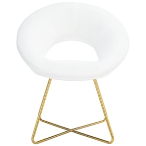 Safavieh Aliena Wood and Velvet Accent Chair in Ivory / Gold