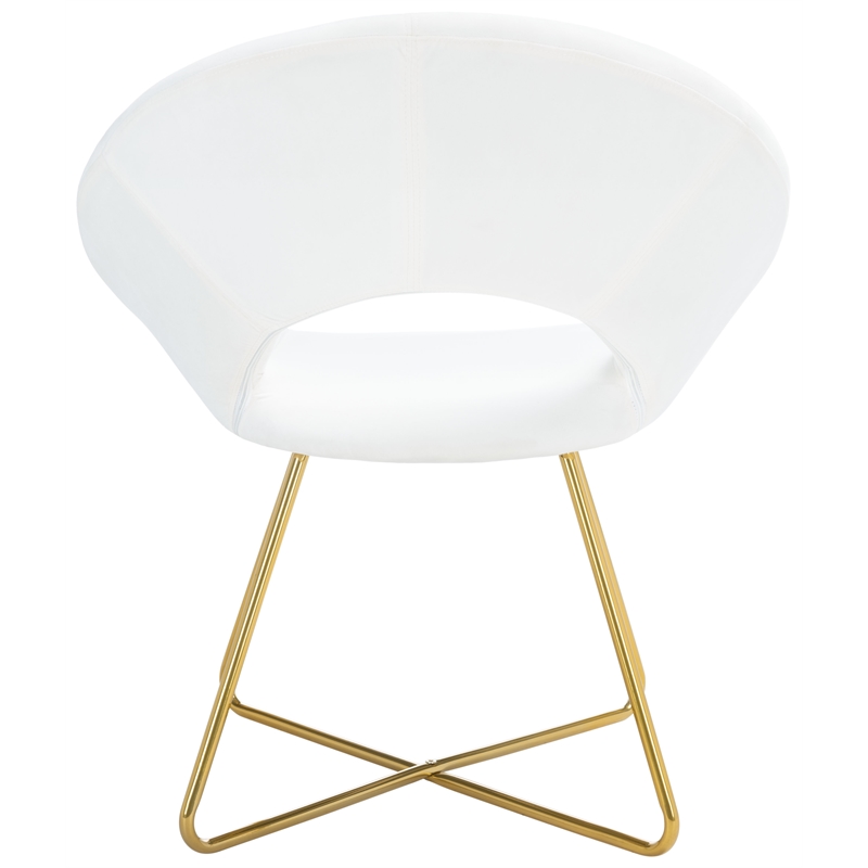 Safavieh Aliena Wood and Velvet Accent Chair in Ivory / Gold