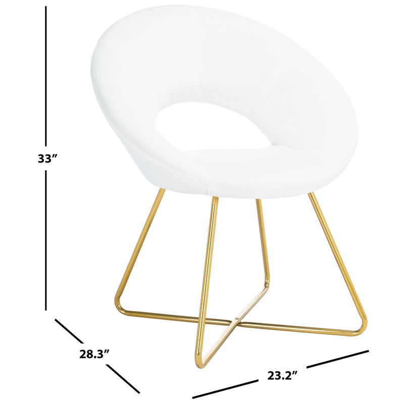 Safavieh Aliena Wood and Velvet Accent Chair in Ivory / Gold