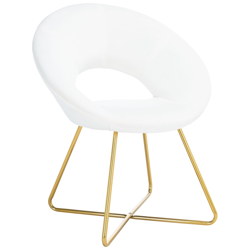 Safavieh Aliena Wood and Velvet Accent Chair in Ivory / Gold