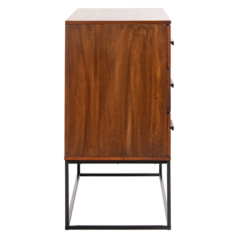 Safavieh Marquise Wood and Metal 3 Drawer Chest in Brown
