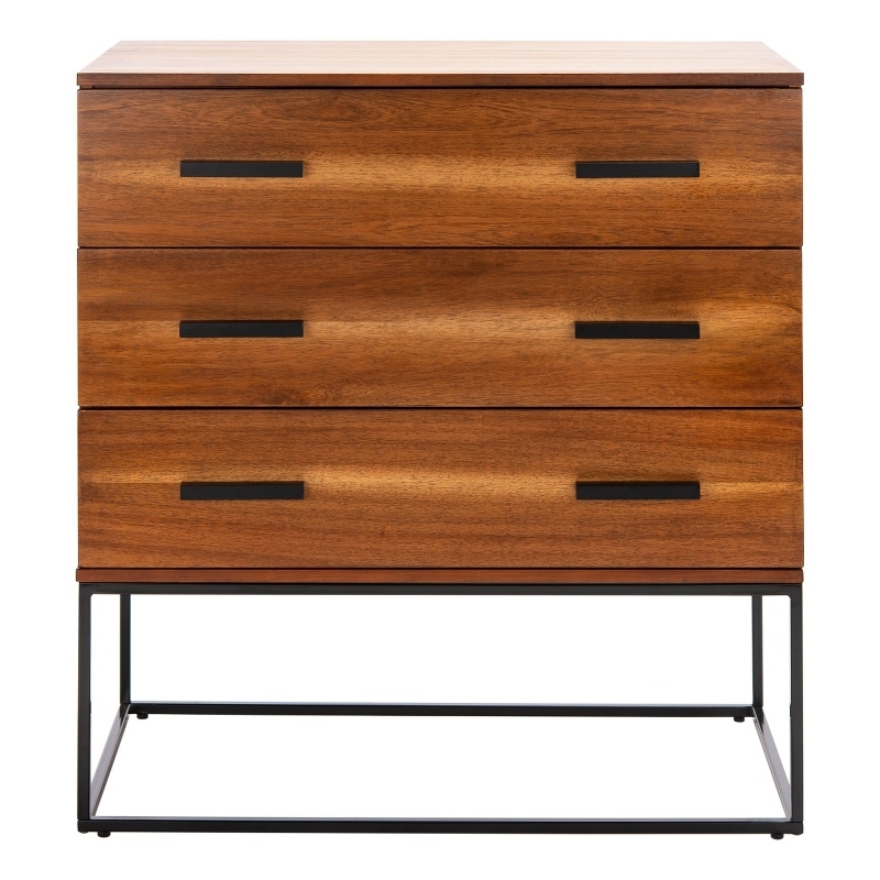 Safavieh Marquise Wood and Metal 3 Drawer Chest in Brown