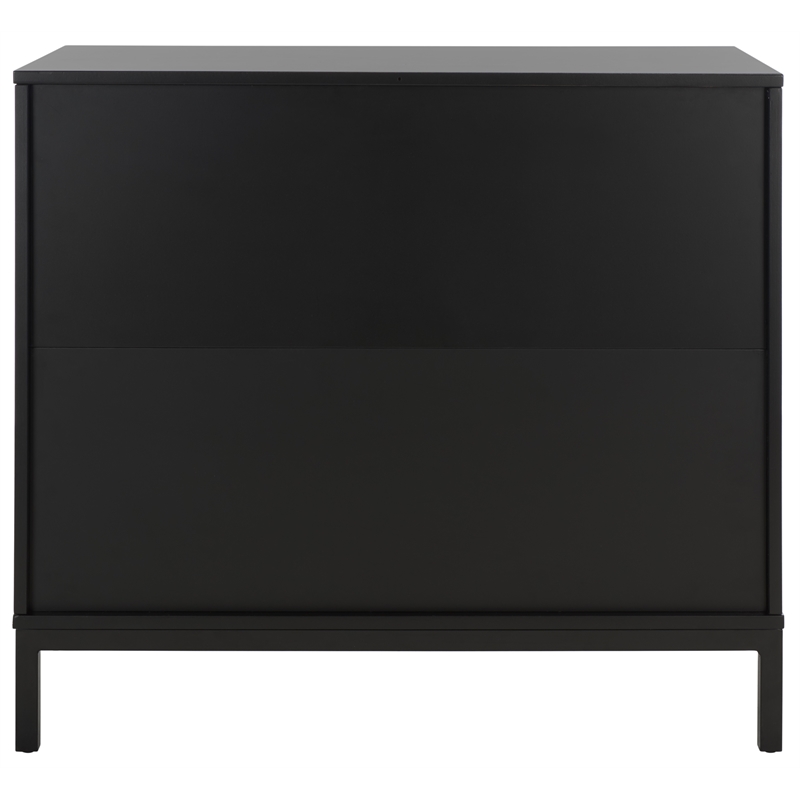 Safavieh Zadie Wood and Metal 3 Drawer Rattan Chest in Black / Natural