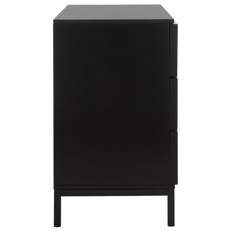 Safavieh Zadie Wood and Metal 3 Drawer Rattan Chest in Black / Natural