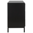 Safavieh Zadie Wood and Metal 3 Drawer Rattan Chest in Black / Natural