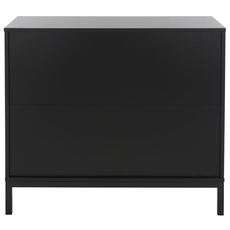 Safavieh Zadie Wood and Metal 3 Drawer Rattan Chest in Black