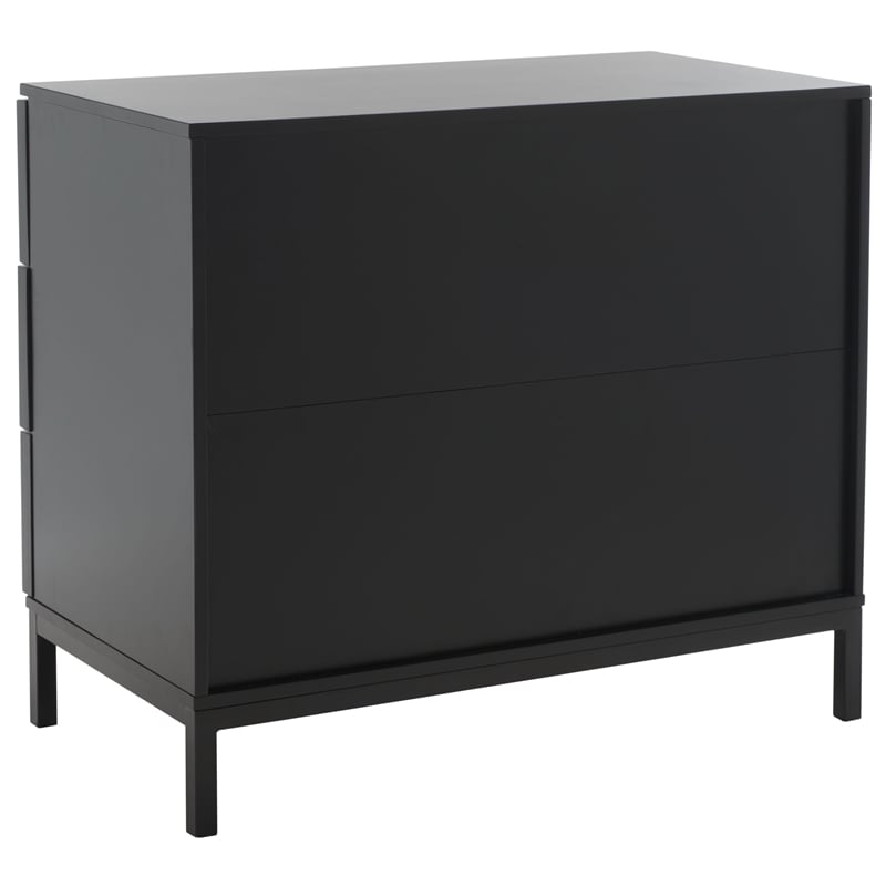 Safavieh Zadie Wood and Metal 3 Drawer Rattan Chest in Black