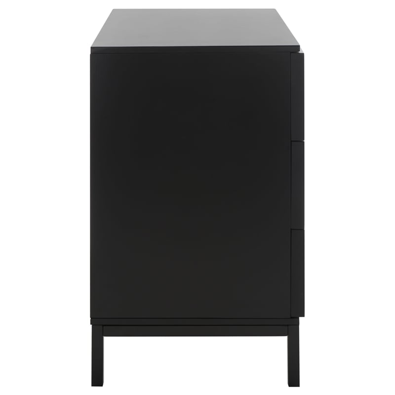 Safavieh Zadie Wood and Metal 3 Drawer Rattan Chest in Black