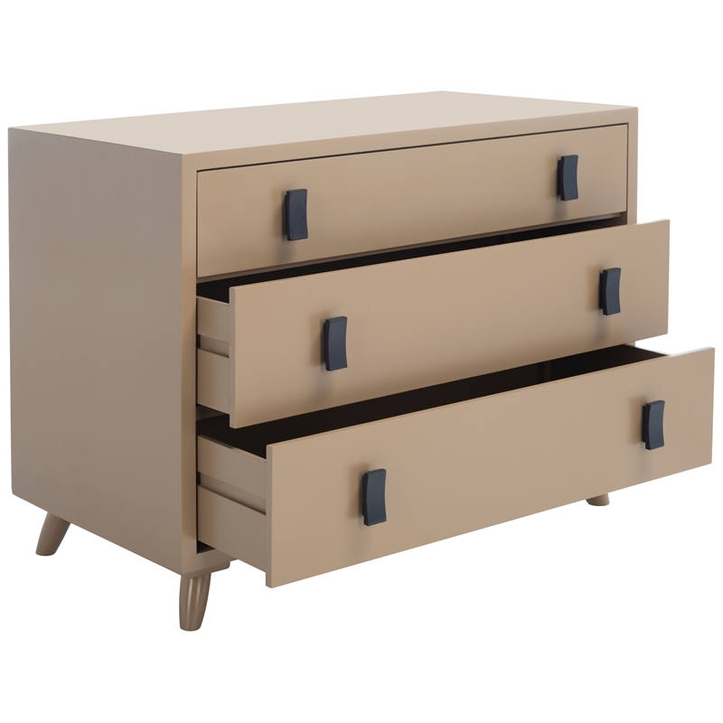 Safavieh Blaize Wood and Metal 3 Drawer Chest in Taupe / Black