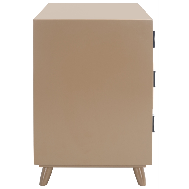 Safavieh Blaize Wood and Metal 3 Drawer Chest in Taupe / Black