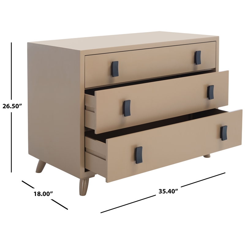 Safavieh Blaize Wood and Metal 3 Drawer Chest in Taupe / Black