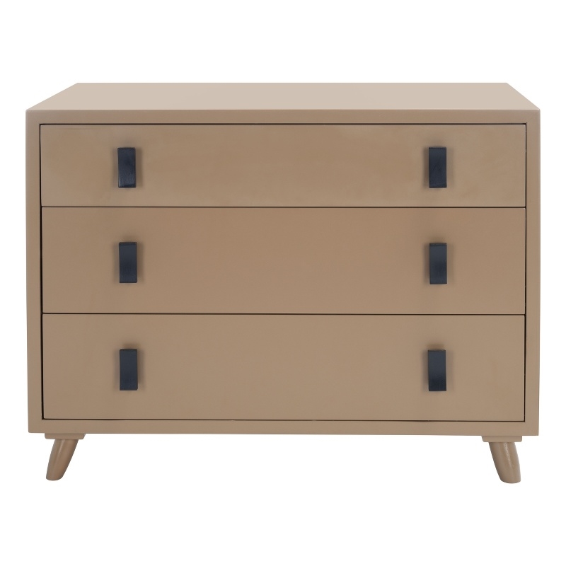 Safavieh Blaize Wood and Metal 3 Drawer Chest in Taupe / Black