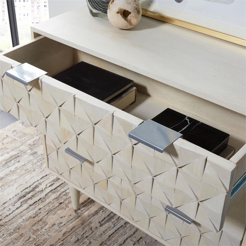 Safavieh Zinnia Wood and Metal 3 Drawer Chest in White / Silver