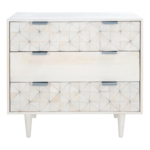 Safavieh Zinnia Wood and Metal 3 Drawer Chest in White / Silver