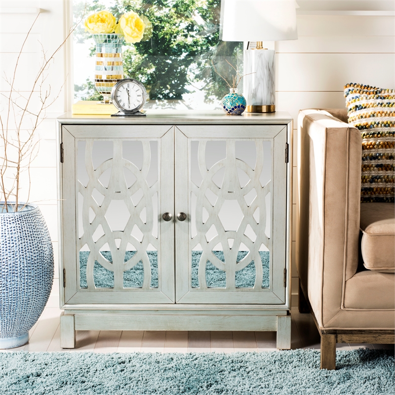 Safavieh Ashlynn Wood 2 Door Chest in Silver