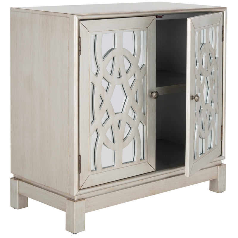 Safavieh Ashlynn Wood 2 Door Chest in Silver