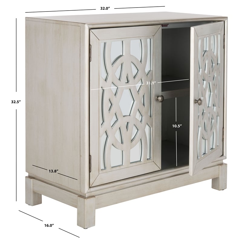 Safavieh Ashlynn Wood 2 Door Chest in Silver