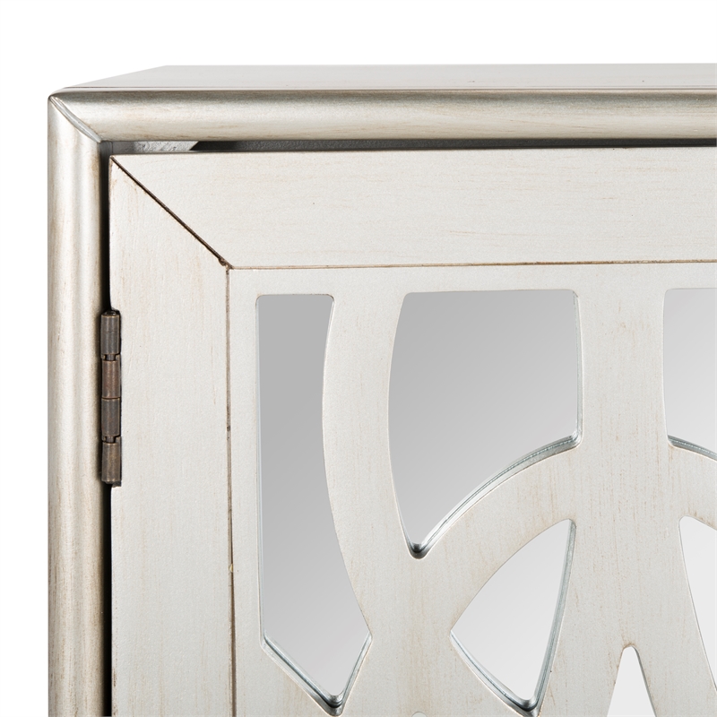Safavieh Ashlynn Wood 2 Door Chest in Silver