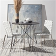 Safavieh Rayne Leather and Iron Woven Dining Chair in White / Silver