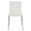 Safavieh Rayne Leather and Iron Woven Dining Chair in White / Silver