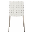 Safavieh Rayne Leather and Iron Woven Dining Chair in White / Silver