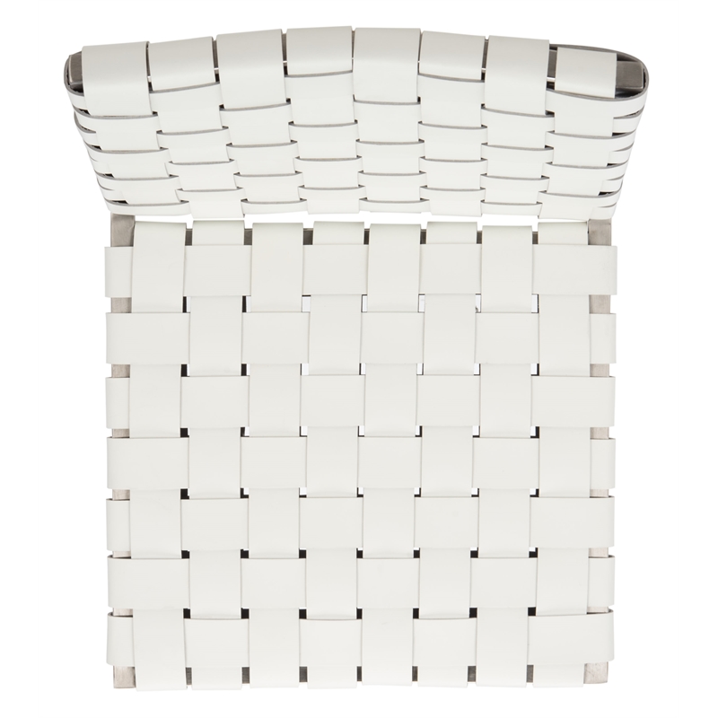 Safavieh Rayne Leather and Iron Woven Dining Chair in White / Silver